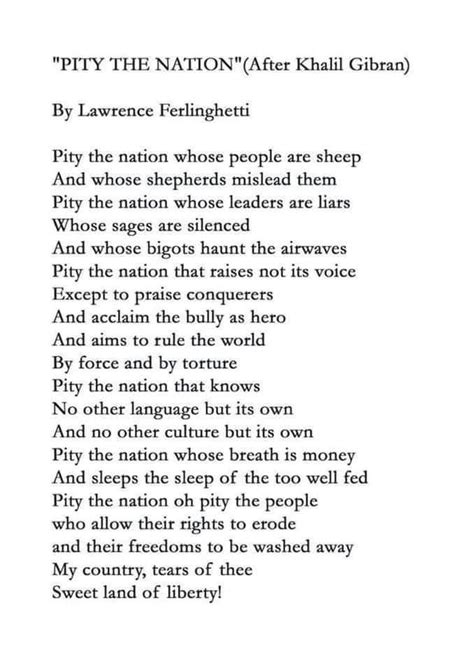 Lawrence ferlinghetti pity the nation