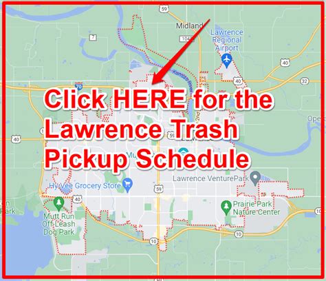 Lawrence ks trash pickup schedule. Aug 31, 2023 · Commercial solid waste collection routes will be collected on schedule for the week, with one exception that there will be no cardboard recycling service on Monday, Sept. 4 outside of the downtown district. PARKING: Parking meters, lots and garages in Downtown Lawrence will be free to use on Monday, Sept. 4. 