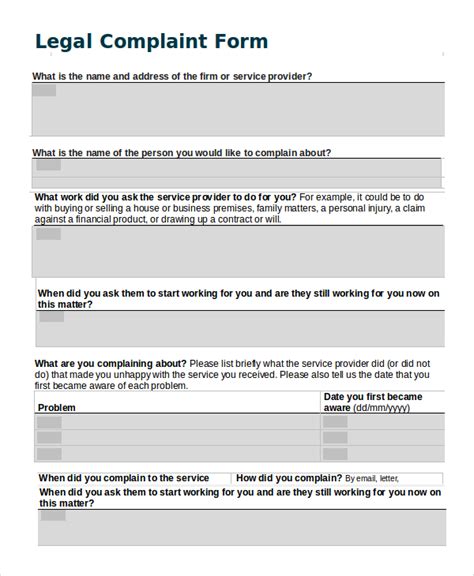 Lawyer Complaint Form Sample Forms