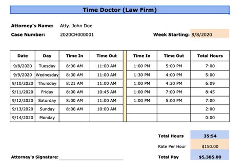 Lawyer Time Tracking Template
