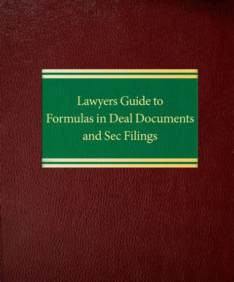 Lawyers guide to formulas in deal documents and sec filings. - Manuale specialistico avanzato di salute e fitness.
