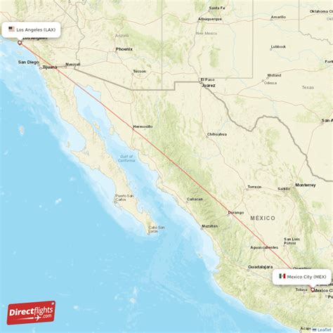 Los Angeles, CA. Mexico. MEX. Mexico City. Distance. 1562 miles · (2513 km) CHANGE DIRECTION. Flight time. 4 hours and 44 minutes. Airlines with direct …. 