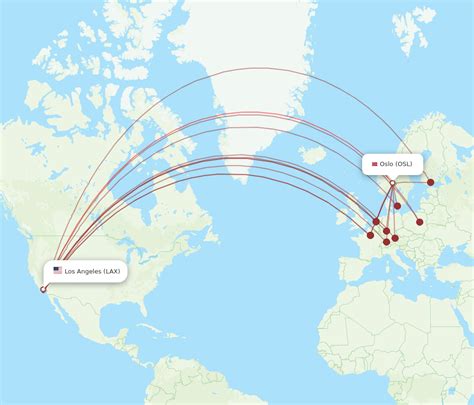 Lax to oslo. There is a maximum of 1 direct flight a day that takes off from Los Angeles and lands in Oslo Gardermoen Airport, with an average flight time of 10h 10m. The most common departure time is 15:00 and most flights take off in the afternoon. Each week, there are 2 flights. 