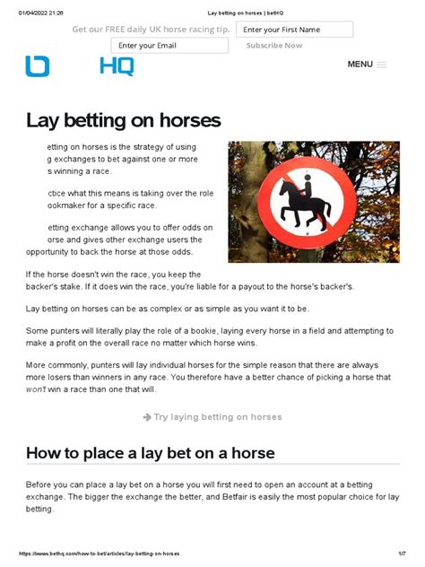 Lay betting on horses betHQ