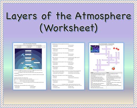Layers of the Atmosphere Worksheet Printable and Distance Learning