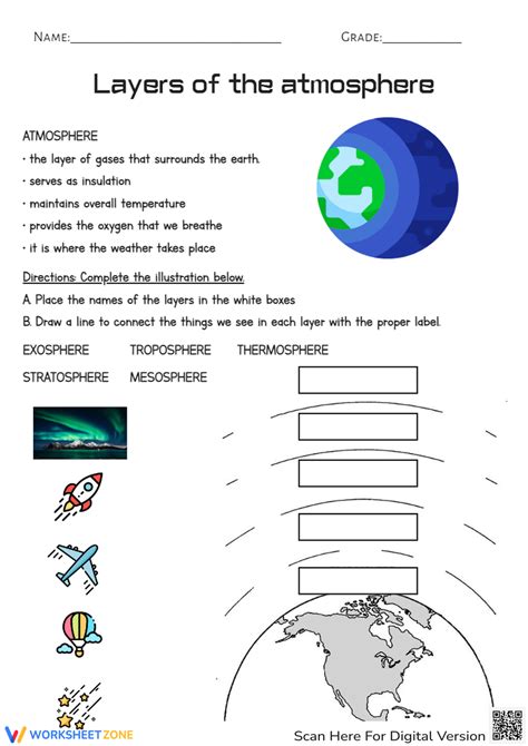 Layers of the atmosphere worksheet free.  This resource allows learners to e...