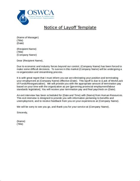 Layoff Letter Template Free