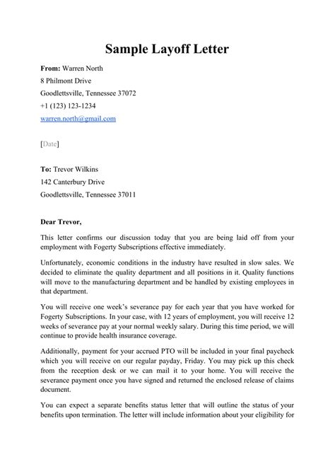 Layoff email
