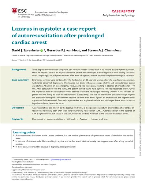 Lazarus in asystole: a case report of ... - Oxford Academic