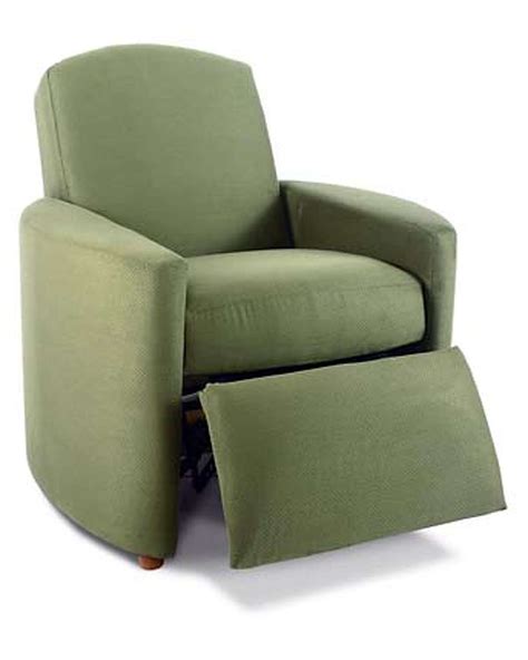 Why You’ll Love This Recliner. Our Collage Rocking Recliner is a family favorite that's easy to love. Its petite scale and updated style allow it to blend into just about any room. Collage features a bullnose (rounded edge) seat, padded flared arms and a decorative pull in the back cushion. Simply use the convenient handle on the outside arm ... . 