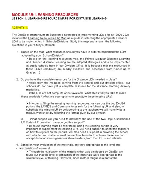 Ldm2 module 3b answers.  This is a sample accomplished LDM2 module which can be used ...