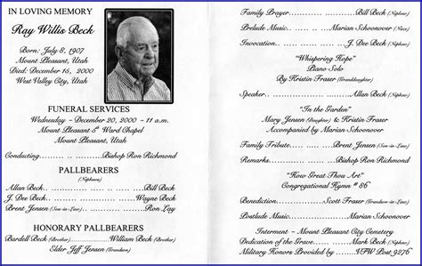Lds Funeral Service Program Template Template 1 Resume Examples 