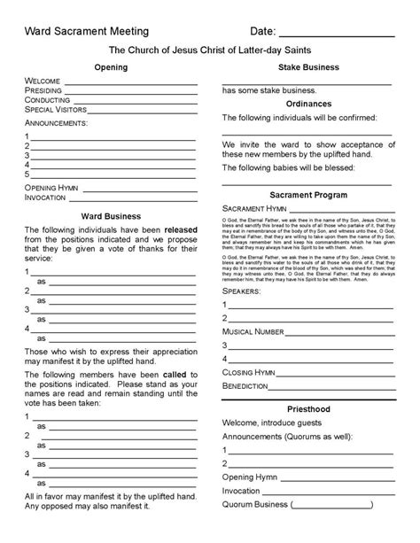 Lds Sacrament Program Template