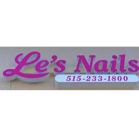 Le's nails ames. Le's Nails. 20 Reviews. SHARE ON: Le's Nails. Tallahassee, Florida. Reviews LEAVE REVIEW. Deondra Alls. 4 Jul 2018. REPORT. I've been going here about 3 years or more to get my eyebrows waxed and never left disappointed. Brenda Young. 13 Apr 2018. REPORT. My apologies-tried to delete. Review for not this nail salon! 