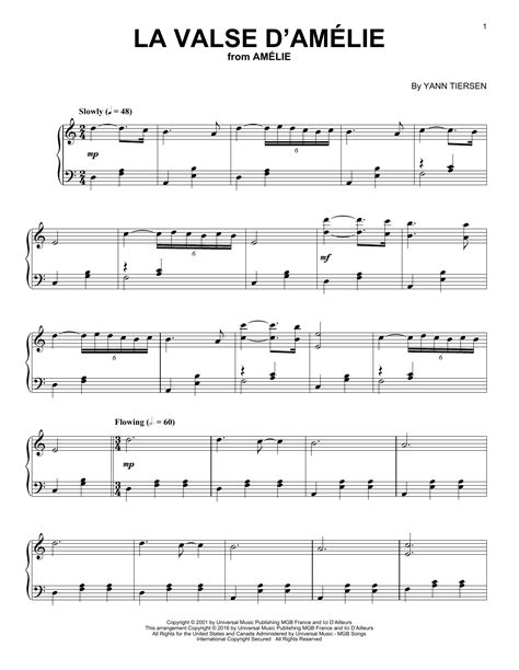 Le Valse D Amelie Free Music Sheet - musicsheets.org