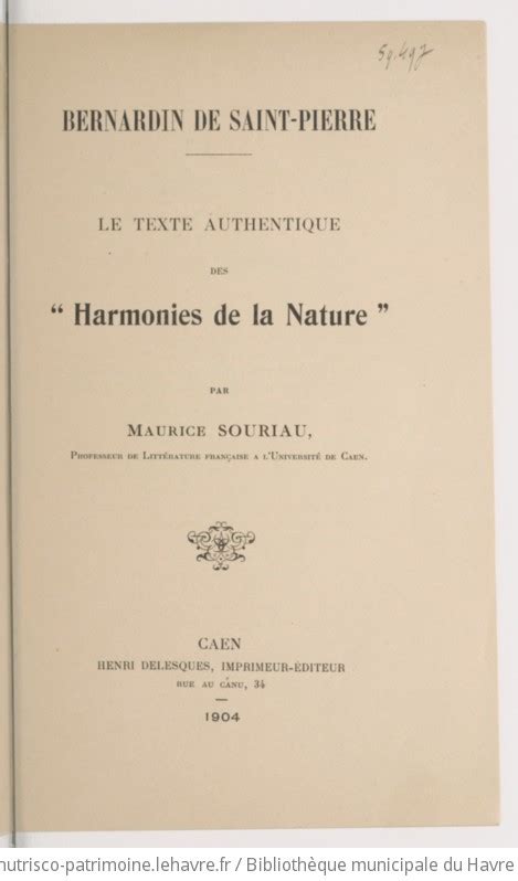 Le texte authentique des harmonies de la nature. - Carte menotti della biblioteca comunale dell'archiginnasio.