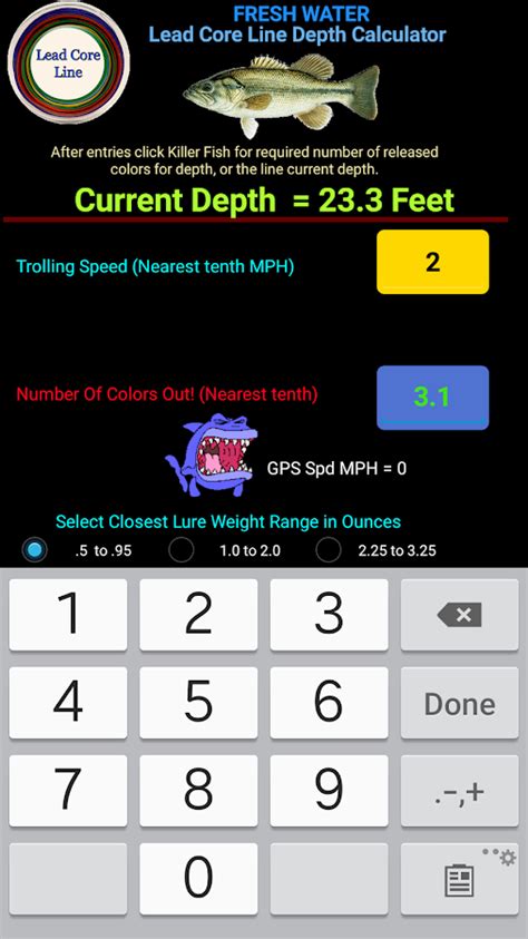 Lead Core Line Depth Calculator