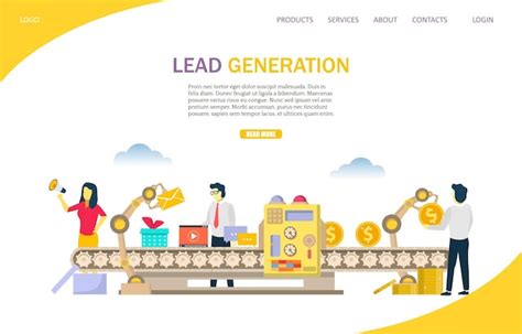 Lead Generation Vector Website Landing Page Design Template Stock