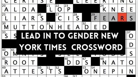 Lead Into Gender Nyt Crossword