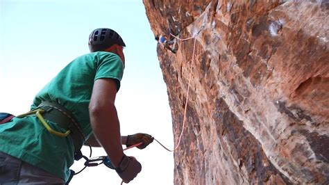 Lead belay with grigri.  Dissemination of this new technique will be accomplish...
