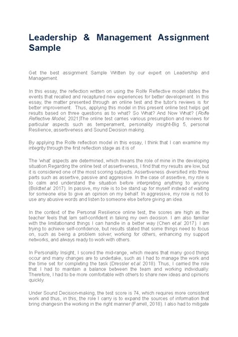 Leadership assignment sample.  It includes sections for student and instructor details,...