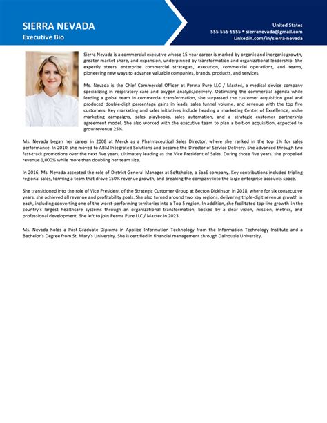 Leadership bio examples