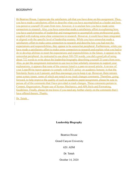 Leadership biography assignment elementary