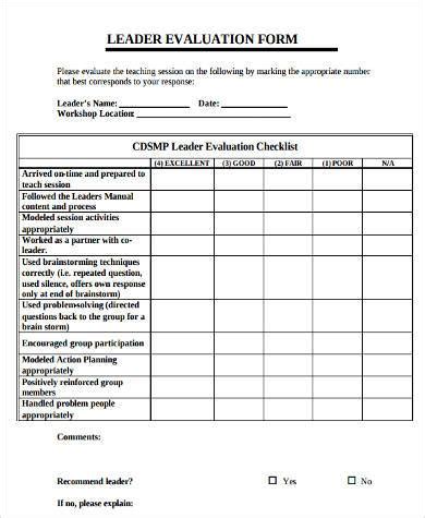 Leadership evaluation form.  Kickstart leadership assessments with this fo...