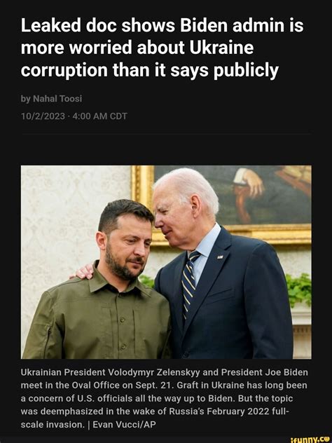 Leaked doc shows Biden admin is more worried about Ukraine corruption than it says publicly