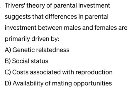 Learn About Parental Investment Chegg.com