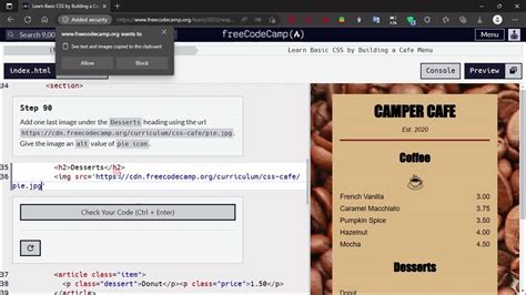 Learn Basic CSS by Building a Cafe Menu Step 91 YouTube