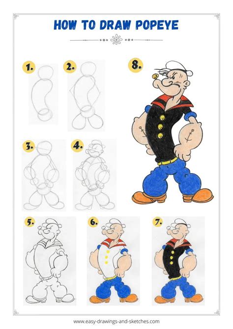 Learn How To Draw Popeye. Simple And Easy To Follow Tutorial.