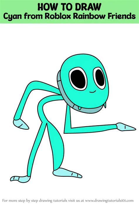 Learn How to Draw Cyan from Roblox Rainbow Friends (Roblox) Step by