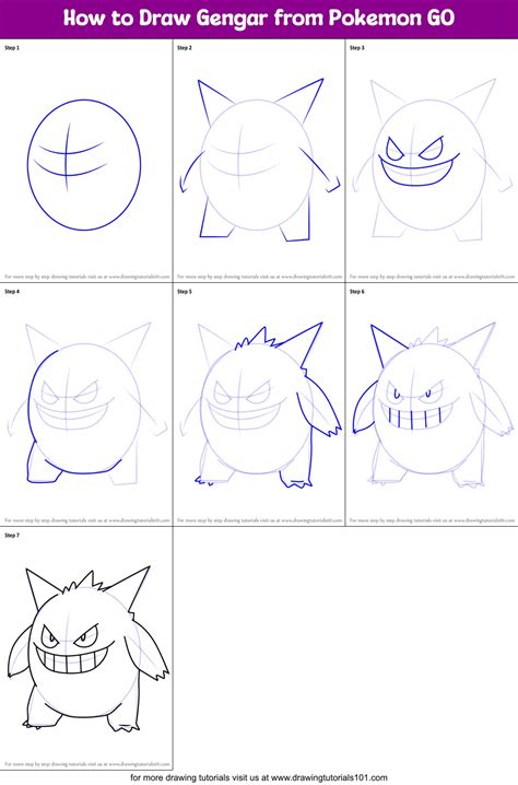 Learn How to Draw Gengar from Pokemon GO (Pokemon GO) Step by Step