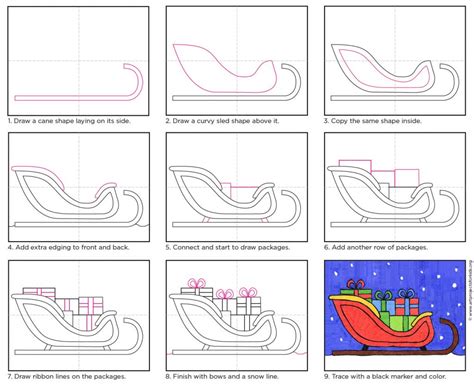 Learn How to Draw Santa Sleigh (Christmas) Step by Step Drawing Tutorials