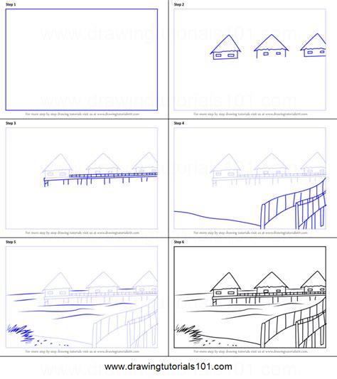 Learn How to Draw a Beach Hut (Houses) Step by Step Drawing Tutorials