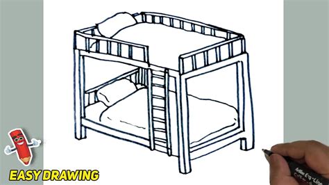 Learn How to Draw a Bunk Bed (Furniture) Step by Step Drawing Tutorials