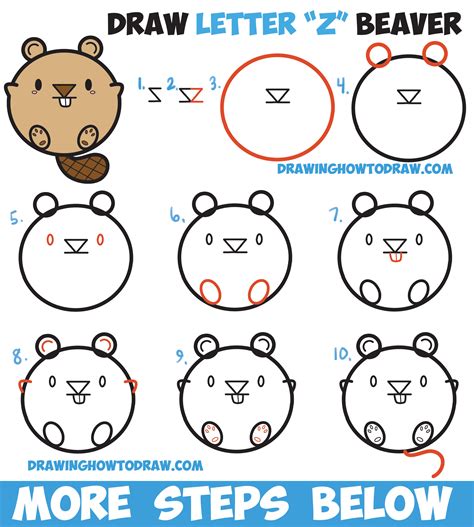 Learn How to Draw a Cute Cartoon Beaver with Letters Easy Step by Step