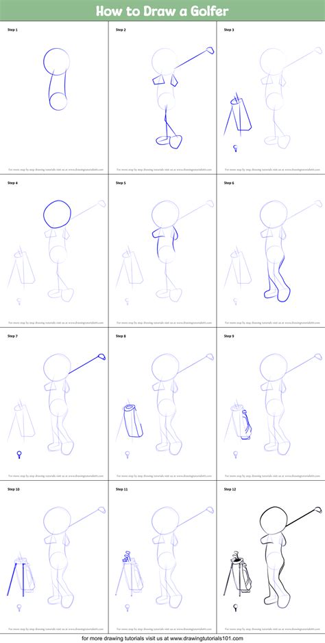 Learn How to Draw a Golfer (Golf) Step by Step Drawing Tutorials
