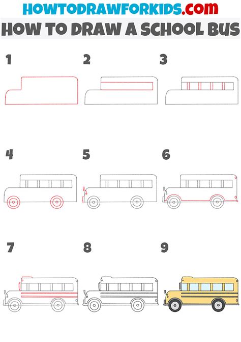 Learn How to Draw a School Bus (Other) Step by Step Drawing Tutorials