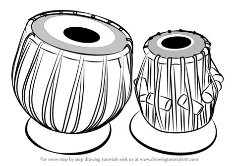 Learn How to Draw a Tabla (Musical Instruments) Step by Step Drawing