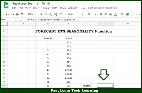 Learn How to Use Google Sheets FORECAST.ETS.SEASONALITY Function
