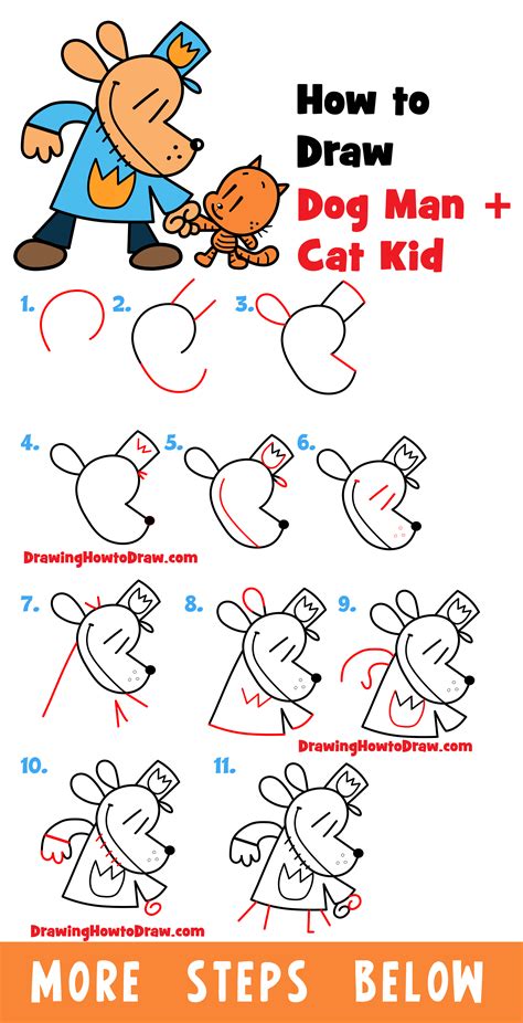 Learn How to draw dog man Step by step drawing tutorials for kids