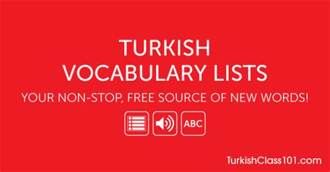 Learn Turkish with Free Vocabulary Lists TurkishClass101. 