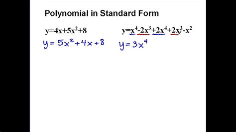 Learn how to write a polynomial in standard form and classify YouTube
