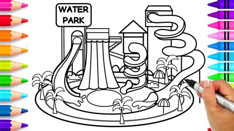 Learn to Draw a Waterpark Step by Step for Kids How to Draw a