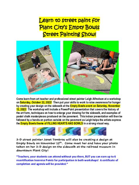 Learn to street paint for Plant City’s Empty Bowls Street Painting …