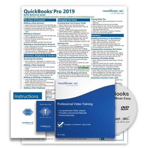 Read Online Learn Quickbooks Desktop Pro 2019 Deluxe Training Tutorial Course Package Video Lessons Pdf Instruction Manual Printed And Laminated Quick  Materials And Certificate Of Completion By Teachucomp Inc