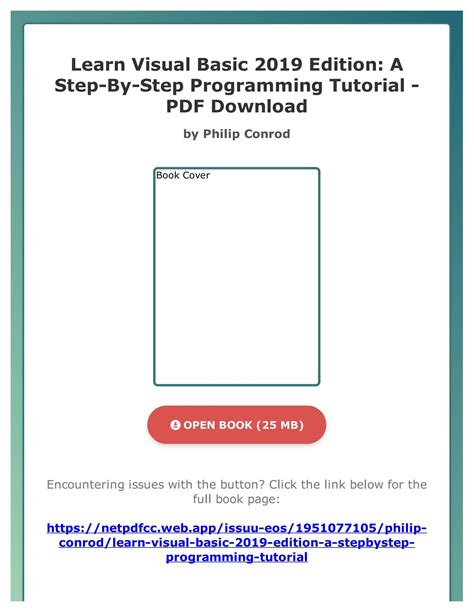 Read Learn Visual Basic 2019 Edition A Stepbystep Programming Tutorial By Philip Conrod