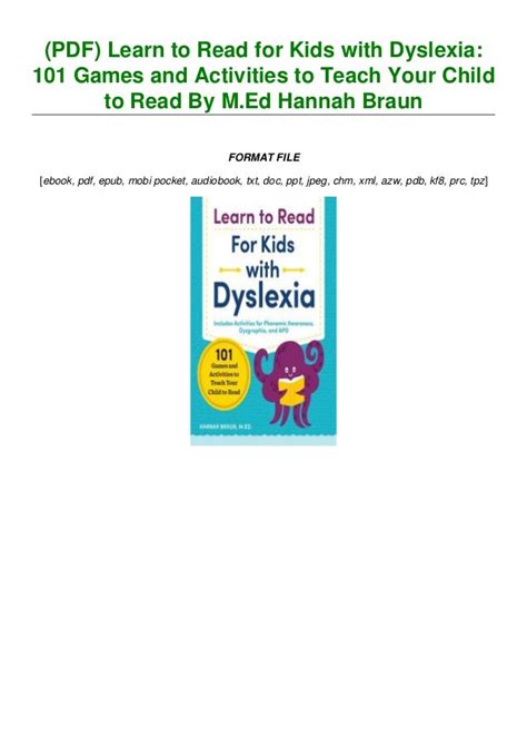 Full Download Learn To Read For Kids With Dyslexia 101 Games And Activities To Teach Your Child To Read By Med Hannah Braun
